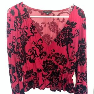 Fashion Nova Crop Top/Dress Top/Blouse - Dark Red